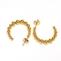 Titanium Steel  Earring, 18K gold plated, fashion jewelry & for woman, golden, 26x27mm, Sold By Pair
