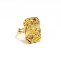 Anillo de dedo de Titantium Acero, Partículas de acero, 18K chapado en oro, Joyería & para mujer & con diamantes de imitación, dorado, ring width 21mm, Vendido por UD