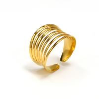 Titanium Steel Finger Ring 18K gold plated fashion jewelry & for woman golden ring width 15.5mm Sold By PC