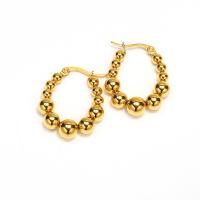 Titanium Steel  Earring, 18K gold plated, fashion jewelry & for woman, golden, 28.60x23mm, Sold By Pair