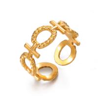 Anel de dedo de aço inoxidável, Aço inoxidável 304, joias de moda & para mulher, dourado, inner diameter 17mm, vendido por PC