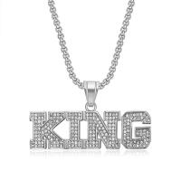 Stainless Steel Jewelry Necklace, 304 Stainless Steel, Alphabet Letter, Vacuum Ion Plating, fashion jewelry & Unisex & different styles for choice & with rhinestone, more colors for choice, Sold By PC
