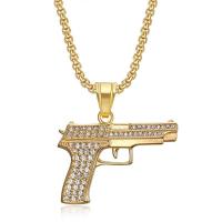 Stainless Steel Jewelry Necklace 304 Stainless Steel Gun Vacuum Ion Plating fashion jewelry & for man & with rhinestone Sold By PC