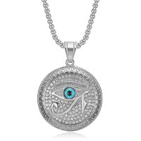 Stainless Steel Jewelry Necklace, 304 Stainless Steel, Flat Round, Vacuum Ion Plating, fashion jewelry & Unisex & different styles for choice & with rhinestone, more colors for choice, Sold By PC