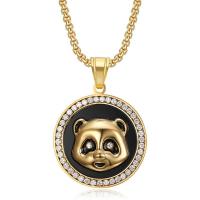 Stainless Steel Jewelry Necklace, 304 Stainless Steel, Panda, Vacuum Ion Plating, fashion jewelry & Unisex & different styles for choice & enamel & with rhinestone, golden, Sold By PC