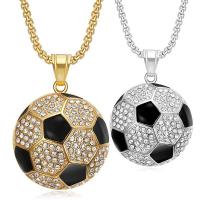 Nerezová ocel šperky náhrdelník, 304 Stainless Steel, Fotbal, módní šperky & různé velikosti pro výběr & různé styly pro výběr & pro muže & smalt & s drahokamu, více barev na výběr, Prodáno By PC