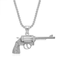 Edelstahl Schmuck Halskette, 304 Edelstahl, Pistole, Modeschmuck & unisex & verschiedene Stile für Wahl & mit Strass, keine, verkauft von PC