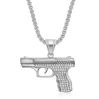 Stainless Steel Jewelry Necklace 304 Stainless Steel Gun Vacuum Ion Plating fashion jewelry & Unisex & with rhinestone Sold By PC