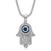 Stainless Steel Jewelry Necklace, 304 Stainless Steel, Hamsa, Vacuum Ion Plating, fashion jewelry & Unisex & different styles for choice & with rhinestone, more colors for choice, Sold By PC