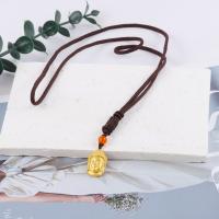 Sweater Chain Necklace Brass with Cotton Thread & Red Agate Buddha gold color plated fashion jewelry & Unisex nickel lead & cadmium free Length Approx 65 cm Sold By PC
