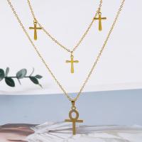 Stainless Steel Jewelry Necklace, 304 Stainless Steel, with 5cm extender chain, Double Layer & fashion jewelry & Unisex, gold, nickel, lead & cadmium free, Length:Approx 40 cm, Approx 45 cm, Sold By PC