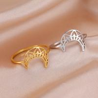 Stainless Steel Finger Ring 304 Stainless Steel Moon plated fashion jewelry & for woman & hollow nickel lead & cadmium free .7mm Sold By PC