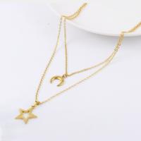 Stainless Steel Jewelry Necklace, 304 Stainless Steel, with 5cm extender chain, Moon and Star, Double Layer & fashion jewelry & for woman, gold, nickel, lead & cadmium free, Length:Approx 40 cm, Approx 45 cm, Sold By PC