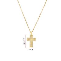 Cubic Zircon Micro Pave Brass Necklace with 304 Stainless Steel with 5CM extender chain Cross plated & micro pave cubic zirconia & for woman Length Approx 40 cm Sold By PC