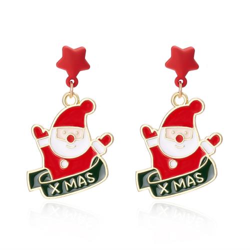 Zinc Alloy Drop Earring plated Christmas jewelry & for woman & enamel Sold By Pair