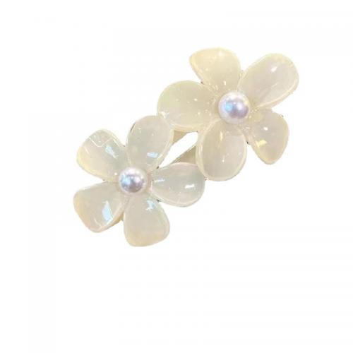 Plastic Pearl Alligator Hair Clip, with Plastic, Flower, Korean style & for woman, more colors for choice, 105mm, Sold By PC