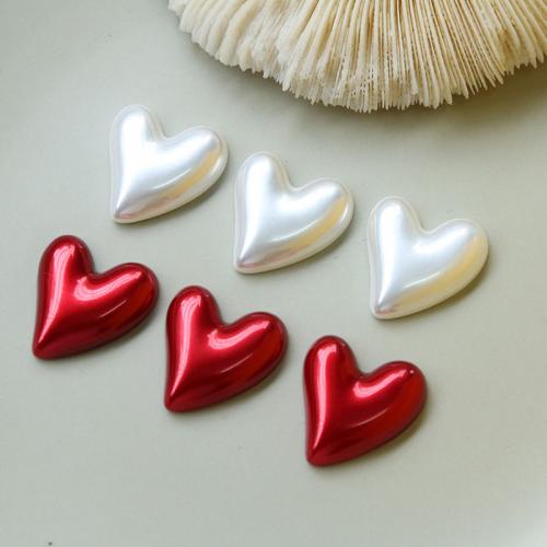 Mobile Phone DIY Decoration, Plastic Pearl, Heart, polished, more colors for choice, 30x26mm, 100PCs/Bag, Sold By Bag