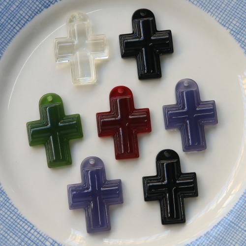 Resin Pendant, Cross, polished, DIY, more colors for choice, 27x37mm, 100PCs/Bag, Sold By Bag