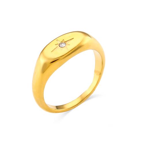 Kubni cirkonij nehrđajućeg Čelik Ring Finger, 304 nehrđajućeg čelika, 18K pozlaćeno, modni nakit & različite veličine za izbor & micro utrti kubni cirkonij & za žene, zlatan, Prodano By PC