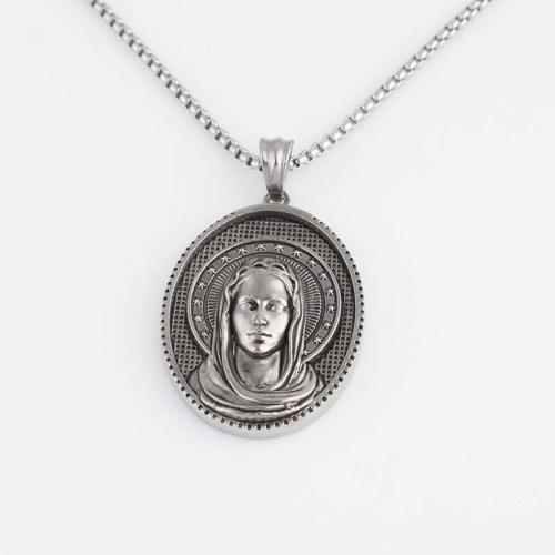 Stainless Steel Jewelry Necklace, 316L Stainless Steel, Flat Oval, fashion jewelry & Unisex, original color, nickel, lead & cadmium free, 35.60x25.80x6.02mm, Length:Approx 60 cm, Sold By PC