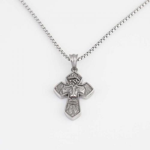 Stainless Steel Jewelry Necklace, 316L Stainless Steel, Cross, fashion jewelry & Unisex, original color, nickel, lead & cadmium free, 29.10x20x4.60mm, Length:Approx 60 cm, Sold By PC
