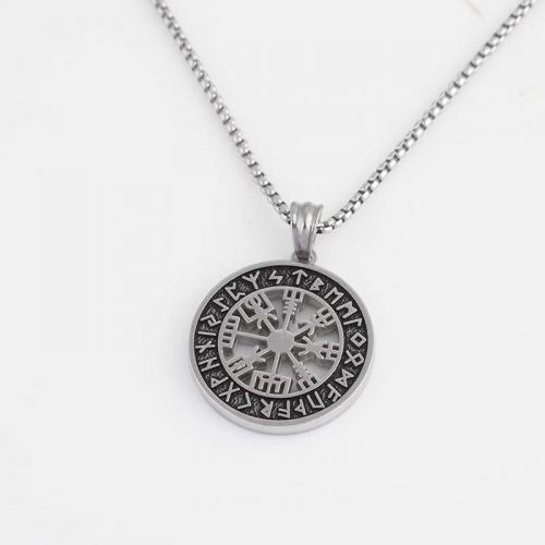 Stainless Steel Jewelry Necklace, 316L Stainless Steel, Flat Round, fashion jewelry & Unisex & hollow, original color, nickel, lead & cadmium free, 28.60x25.40x2.70mm, Length:Approx 60 cm, Sold By PC