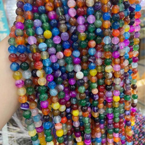Perline in agata, agate, Cerchio, DIY & formato differente per scelta, colori misti, Venduto per Appross. 38 cm filo