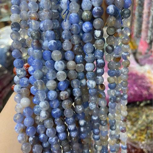 Perles agate veines de dragon naturelles, Rond, DIY & normes différentes pour le choix, couleurs mélangées, Vendu par Environ 38 cm brin