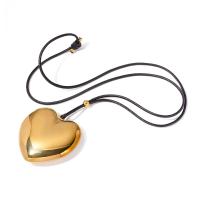 Stainless Steel Jewelry Necklace 304 Stainless Steel with Wax Cord Heart Vacuum Ion Plating fashion jewelry & for woman golden Sold Per Approx 26.77 Inch Strand
