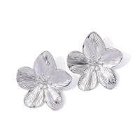 Stainless Steel Stud Earrings 304 Stainless Steel petals fashion jewelry & for woman original color Sold By Pair