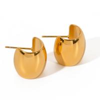 Boucle d'oreille de gaujon en acier inoxydable, Acier inoxydable 304, Plaqué or 18K, bijoux de mode & pour femme, doré, 15.50x14.70mm, Vendu par paire