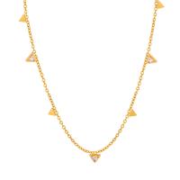 Collier d'acier titane, avec 1.97inch chaînes de rallonge, triangle, bijoux de mode & pavé de micro zircon & pour femme, doré, 4mm, Longueur:Environ 15.75 pouce, Vendu par PC