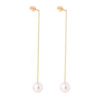 Titanium Steel  Earring with Shell Pearl Vacuum Ion Plating fashion jewelry & for woman golden Sold By Pair