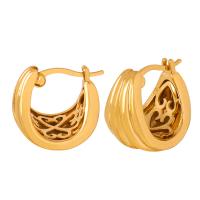 Boucle d'oreille Acier Titane, bijoux de mode & pour femme, doré, 17x16mm, Vendu par paire