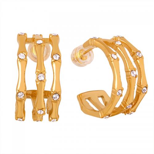 Titan Stahl Ohrring, Titanstahl, mit Tschechisch, 18K vergoldet, Modeschmuck & für Frau, goldfarben, verkauft von Paar