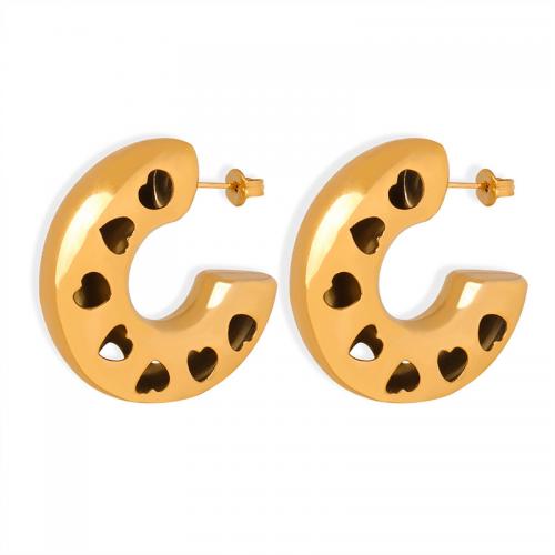 Titanium Steel  Earring, Vacuum Ion Plating, fashion jewelry & for woman & hollow, more colors for choice, Sold By Pair