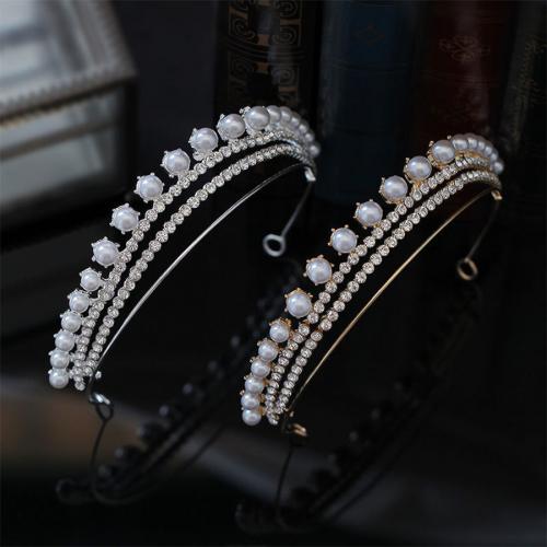 Bridal Tiaras Zinc Alloy with Plastic Pearl plated fashion jewelry & for woman & with rhinestone nickel lead & cadmium free Sold By PC