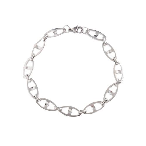 Stainless Steel Jewelry Bracelet, 304 Stainless Steel, polished, fashion jewelry & different length for choice & Unisex, original color, 7.50mm, Sold By PC
