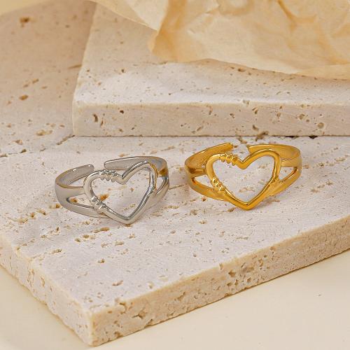 Stainless Steel Finger Ring, 304 Stainless Steel, Heart, Vacuum Ion Plating, fashion jewelry & for woman & hollow, more colors for choice, inner diameter 17mm, Sold By PC