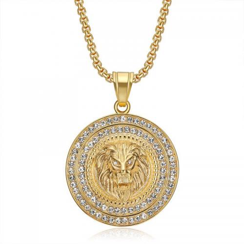 Stainless Steel Jewelry Necklace, 304 Stainless Steel, Lion, Vacuum Ion Plating, fashion jewelry & Unisex & different styles for choice & with rhinestone, more colors for choice, Sold By PC