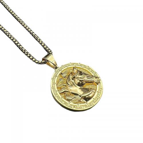 Stainless Steel Jewelry Necklace 304 Stainless Steel Horse Vacuum Ion Plating fashion jewelry & Unisex golden Sold By PC
