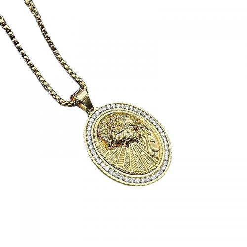 Nehrđajućeg čelika, nakit ogrlice, 304 nehrđajućeg čelika, Oval, modni nakit & bez spolne razlike & različitih stilova za izbor & s Rhinestone, zlatan, Prodano By PC