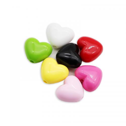 Akril nakit Beads, Srce, možete DIY, više boja za izbor, 19x16mm, Približno 100računala/Torba, Prodano By Torba