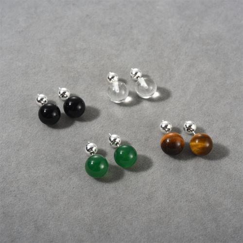 Boucles d'oreilles en pierres précieuses, pierre gemme, avec laiton, Rond, bijoux de mode & différents matériaux pour le choix, plus de couleurs à choisir, 10.30mm, Vendu par paire