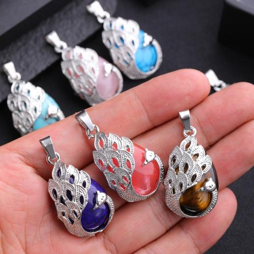 Gemstone Pendants Jewelry, with Tibetan Style, Teardrop, DIY & different materials for choice, more colors for choice, 20x38mm, Sold By PC