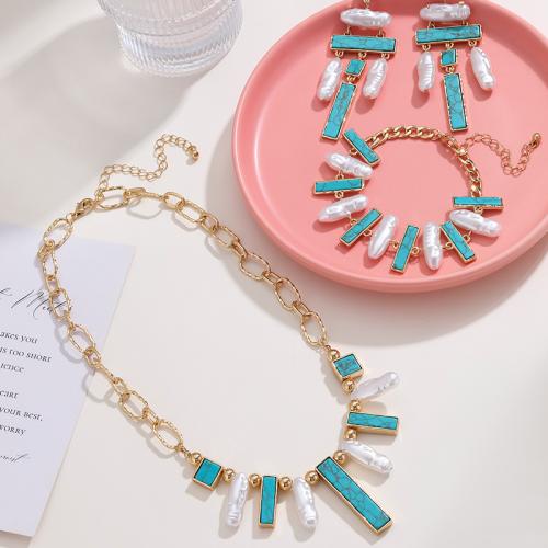 Zinc Alloy Jewelry Sets with turquoise & Acrylic plated fashion jewelry nickel lead & cadmium free Sold By PC