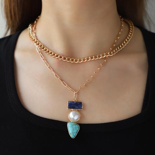 Zinc Alloy Jewelry Sets with turquoise & Plastic Pearl plated fashion jewelry nickel lead & cadmium free Sold By PC