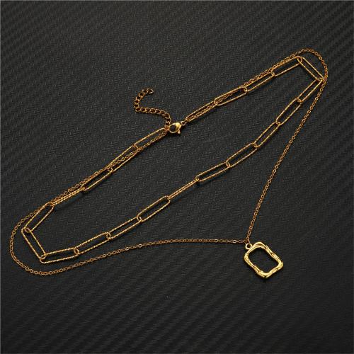 Stainless Steel Jewelry Necklace, 304 Stainless Steel, with 10cm extender chain, Double Layer & fashion jewelry & for woman, more colors for choice, nickel, lead & cadmium free, Length:Approx 35 cm, Approx 45 cm, Sold By PC