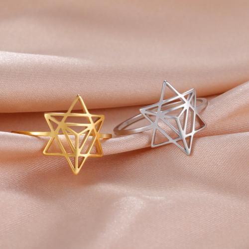 Stainless Steel Finger Ring 304 Stainless Steel Hexagram plated fashion jewelry & Unisex & hollow nickel lead & cadmium free .5mm Sold By PC