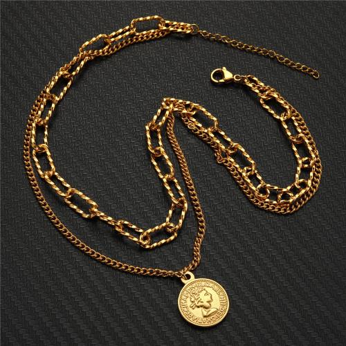 Edelstahl Schmuck Halskette, 304 Edelstahl, Doppelschicht & Modeschmuck & für Frau, keine, frei von Nickel, Blei & Kadmium, Länge:ca. 40 cm, ca. 45 cm, verkauft von PC